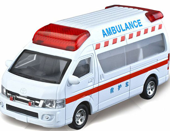 Kids White-Red Diecast Toyota HIACE Ambulance Van Toy