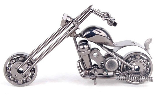 Mini Scale Bronze / Silver Vintage Style Motorcycle Model