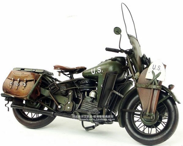 Army Green Tinplate 1942 Harley Davidson WLA Army Motorcycle